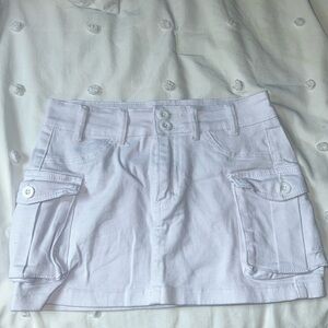 Amazon White Cargo Low Rise Mini Skirt